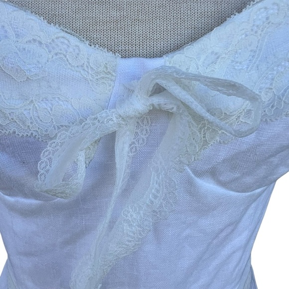 Reformation Arya White Linen Mini Dress Lace Accents Adjustable Straps Sz 6 NWOT - Picture 7 of 15